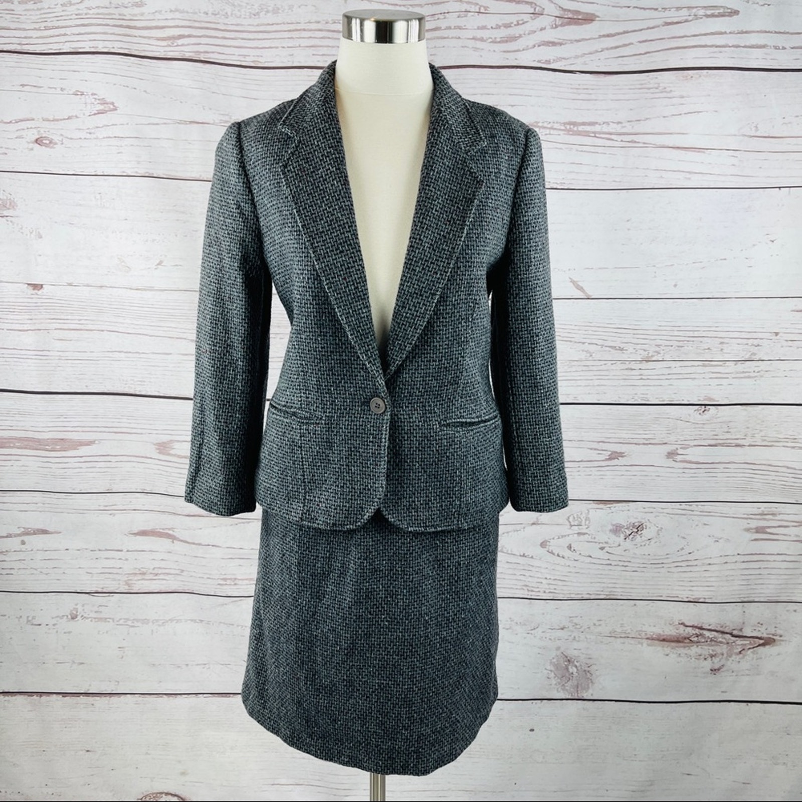 Pendleton Vintage Wool Skirt Suit Set Pockets